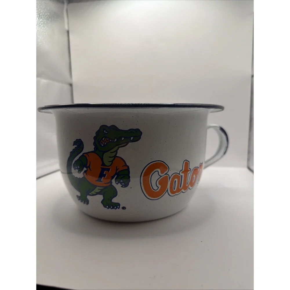 U Of Florida Gator Speckled White Enamelware 9” Chamber Pot Collegiate Products
